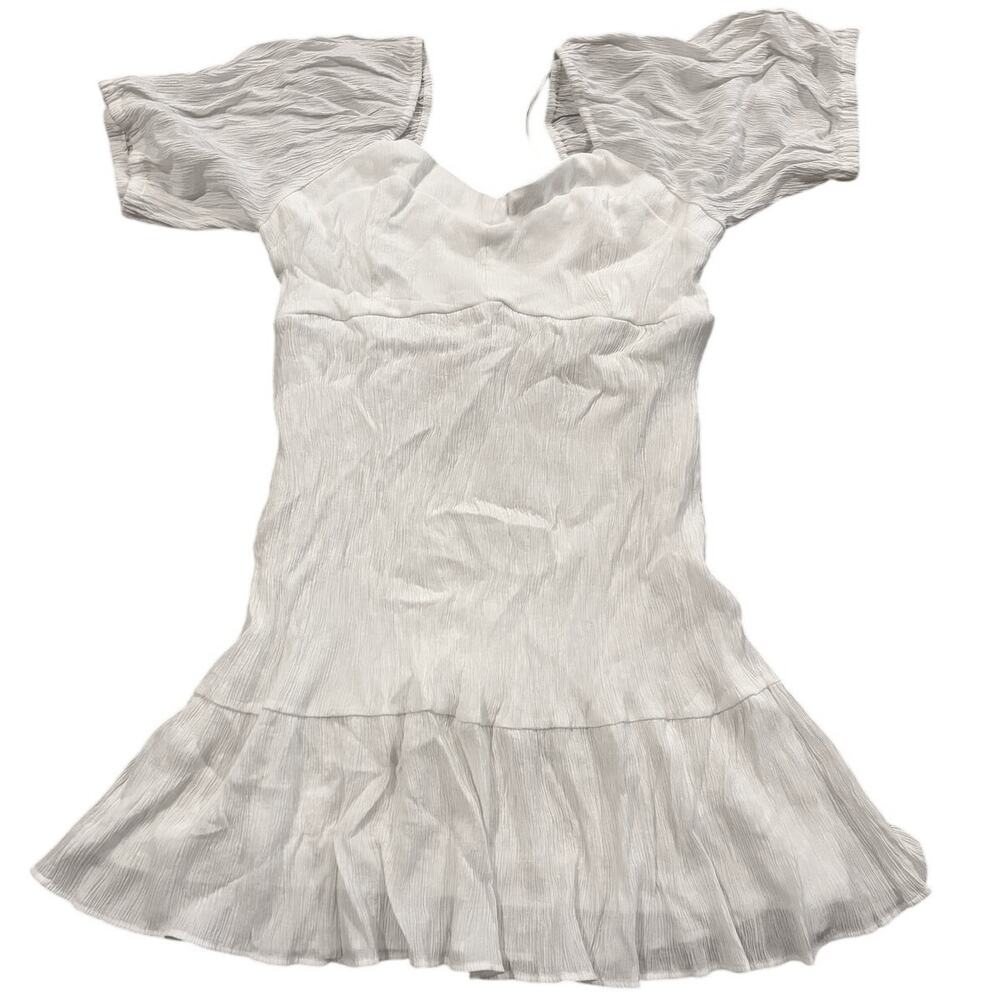 Nine West‎ Babydoll Mini Dress  Large Balloon Sleeves Sweetheart Neckline White